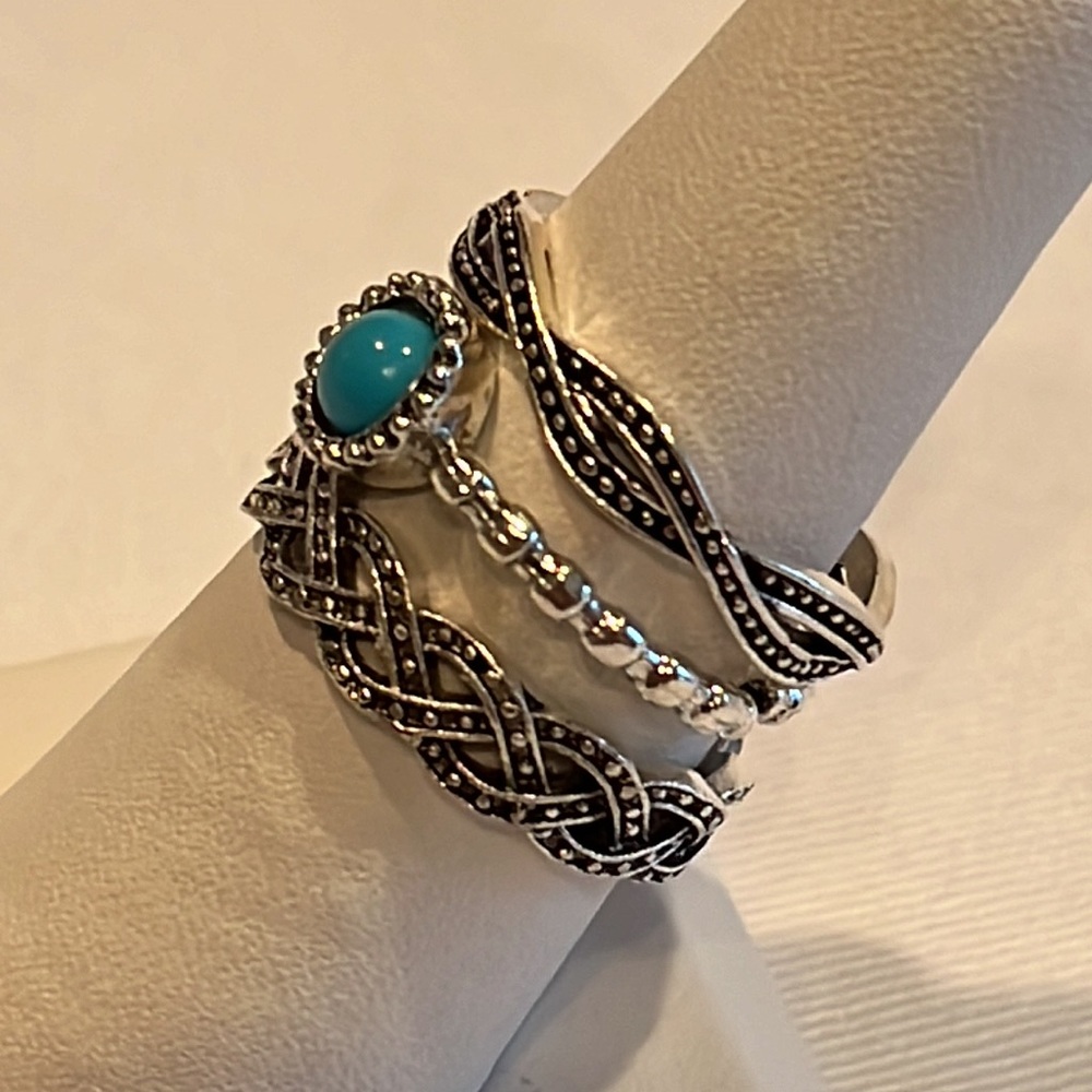 Silver Tone 3 Ring Set, 8 - Picture 3 of 3